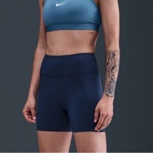 Nike Universa High Waist Navy Bike Short No Front Seam Medium NWT